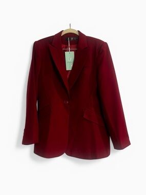 Lamgool Blazer Single Button Sz S Burgundy Maroon NWT